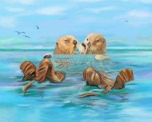 Otters Swimming Paint By Numbers