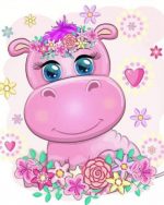 Pink Baby Hippo Paint By Numbers