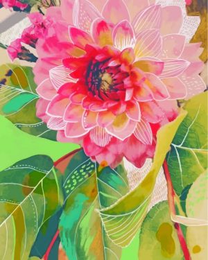 Pink Dahlia Flower Art Paint By Number
