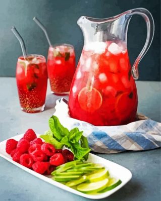 Raspberry Mojito Cocktail Paint By Number