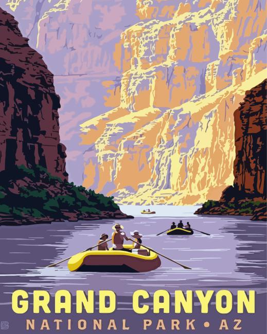 Rifitng In Grand Canyon Poster Paint By Number