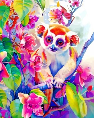 Slow Loris And Flowers Paint By Number