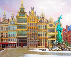 Snowy Antwerp City Paint By Number