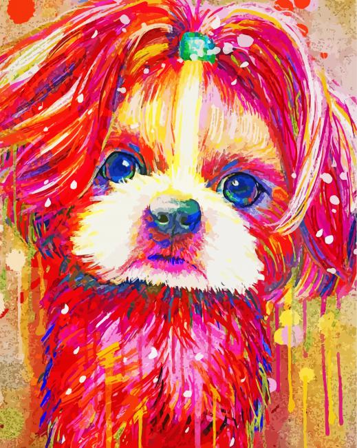 Splatter Colorful Shih Tzu Paint By Number