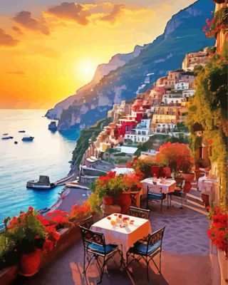 Sunset Amalfi Coast Paint By Numbers