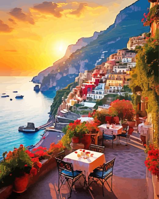 Sunset Amalfi Coast Paint By Numbers