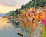 Sunset Lake Como Paint By Numbers