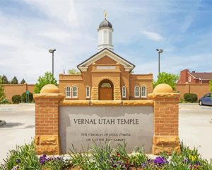 Vernal Utah LDS Temple Paint By Numbers