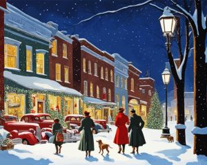 Vintage christmas evening celebration paint by number