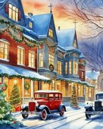 Vintage Christmas Evening Scenery Paint By Numbers