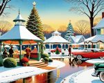 Vintage christmas evening snow paint by numbers