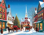 Vintage Christmas Evening Town Paint By Numbers
