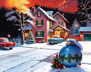 Vintage Christmas Evening Village Paint By Numbers