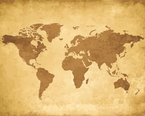 Vintage world map paint by numbers