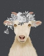 White Goat With Flowers paint by numbers
