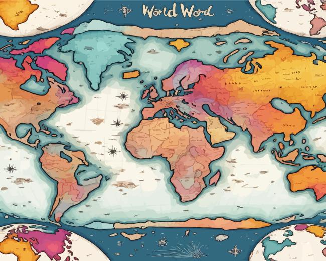 World Map paint by numbers