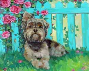Yorkshire Terrier And Flowers Art Paint By Number
