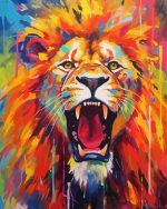 Colorful Lion Splatter Paint By Number