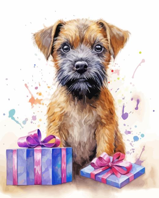Border Terrier And Gifts Paint By Number