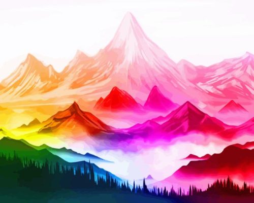 Aesthetic Colorful Mountain Paint By Number