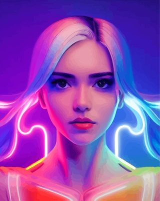 Cool Neon Lady Paint By Number