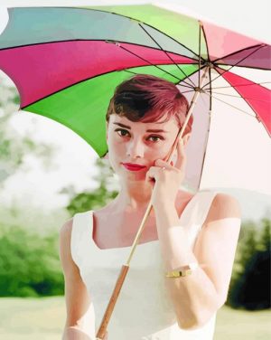 Audrey Hepburn With Umbrella Paint By Number