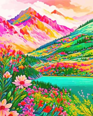Beautiful Colorful Mountain Paint By Number