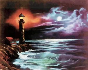Bob Ross Lighthouse At Night Paint By Number