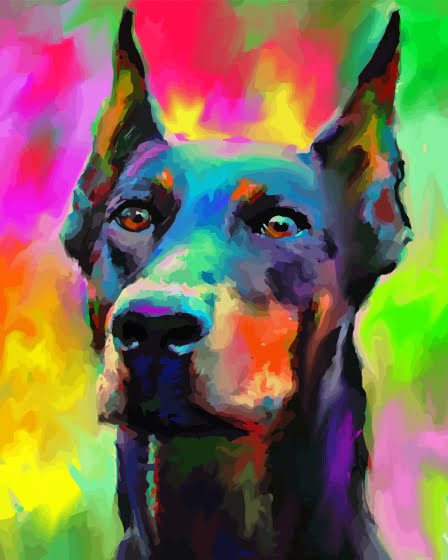 Colorful Doberman Paint By Number