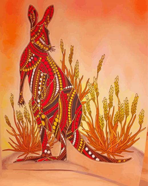 Colorful Aboriginal Kangaroo Paint By Number