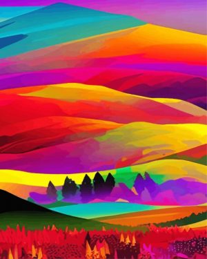 Aesthetic Colorful Mountain Paint By Number