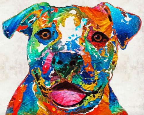 Colorful Staffy Dog Paint By Number