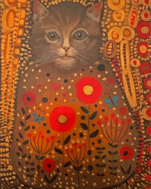 Cute Gustav Klimt Cat Paint By Numbers