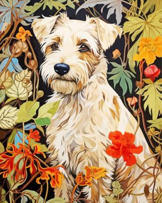 Floral Border Terrier Paint By Number