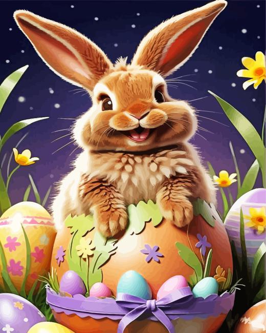 Fluffy Easter Bunny Paint By Number