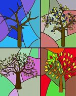 Four Seasons Stained Glass Tree Paint By Numbers