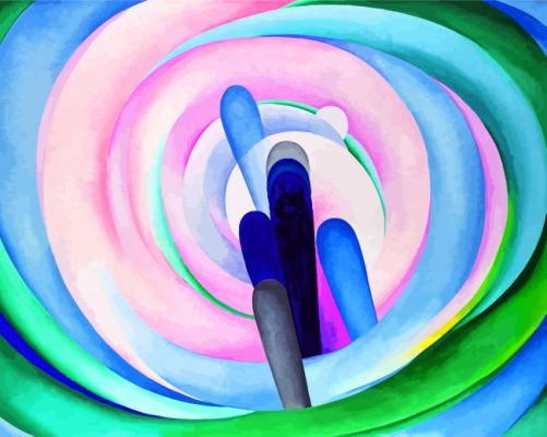 Grey Blue and Black Pink Circle Paint By Numbers