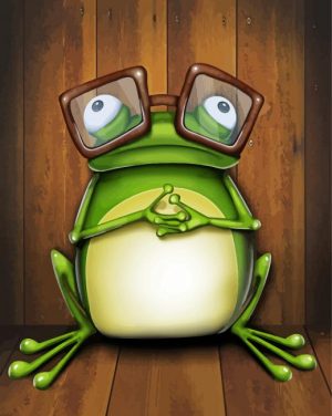 Green Frog Wearing Glasses Paint By Numbers