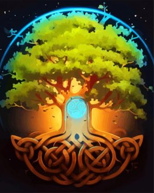 Green Celtic Tree Paint By Number