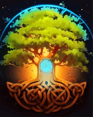 Green Celtic Tree Paint By Number
