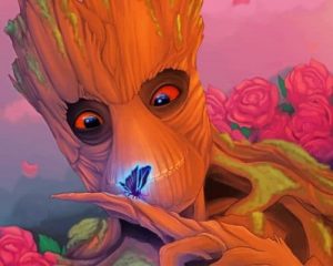 Groot Holding A Butterfly Paint By Numbers