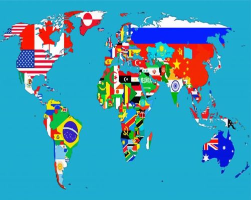 Map World Flags Paint By Numbers