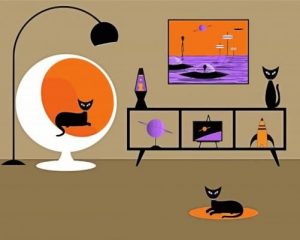 Mid Century Animals Cats Paint By Numbers