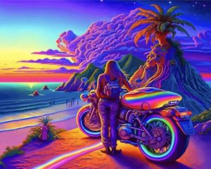 Neon Motorcyclist Paint By Number