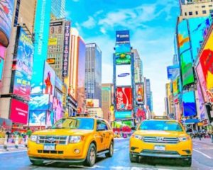 New York Times Square Taxis Paint By Numbers