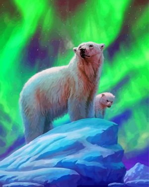 Polar Bear Northern Lights Paint By Number