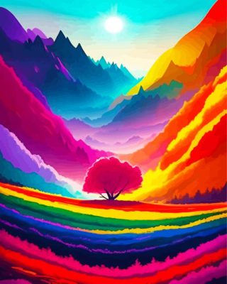 Rainbow Colorful Mountain Paint By Number