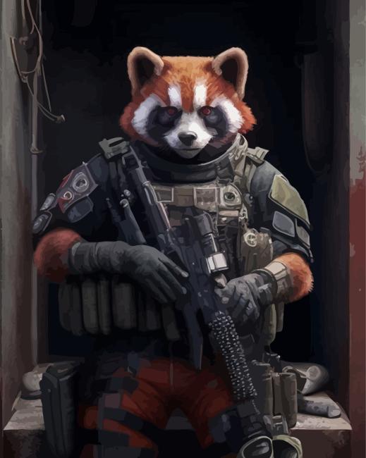 Red Panda Soldier Paint By Number