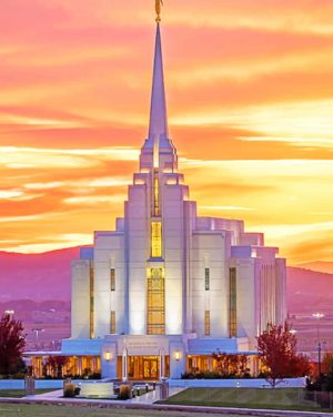 Rexburg Lds Temple Sunset Paint By Numbers