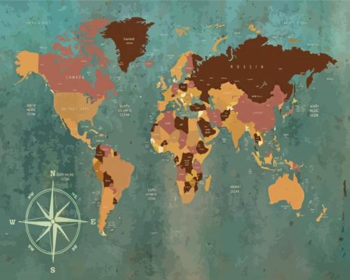 Vintage World Map Paint By Numbers